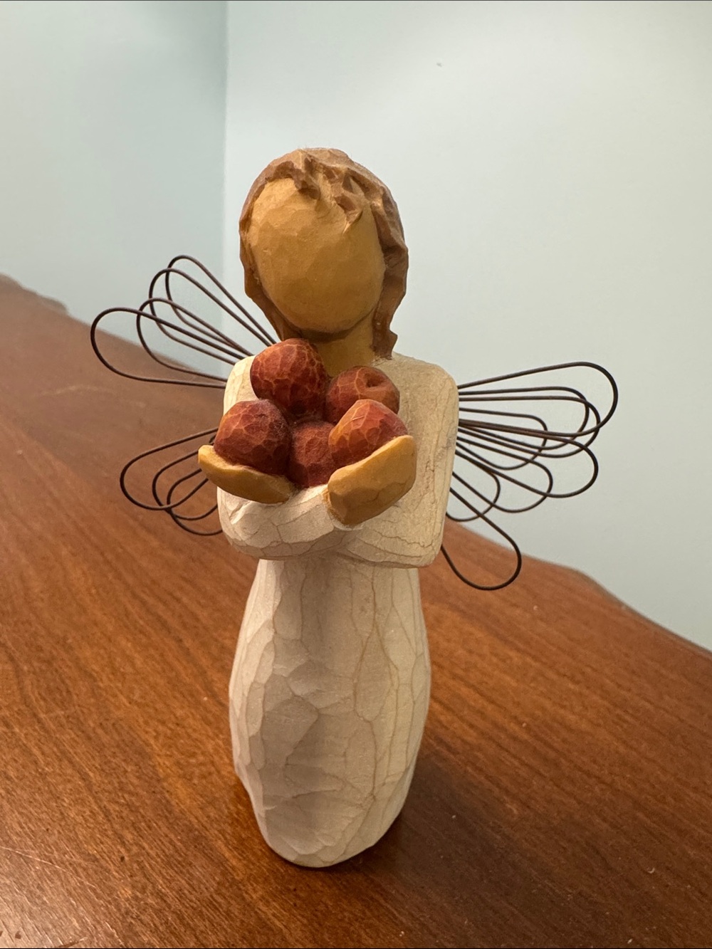 Willow Tree Angel Figurine in Cream and Brown - Holding Apples “Good Health”